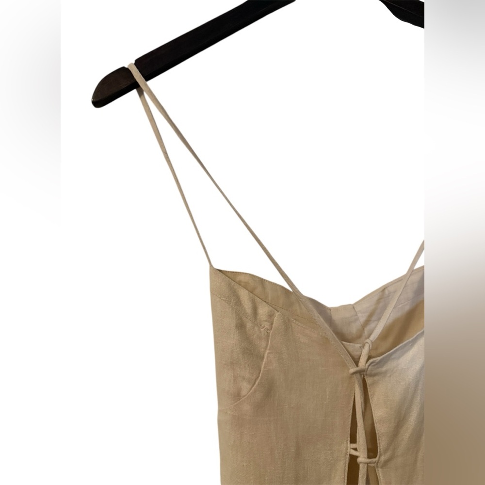 BNWT | Oak + Fort | Linen Blend Open Back Mini Dress | Birch | Size 8 - Picture 8 of 11
